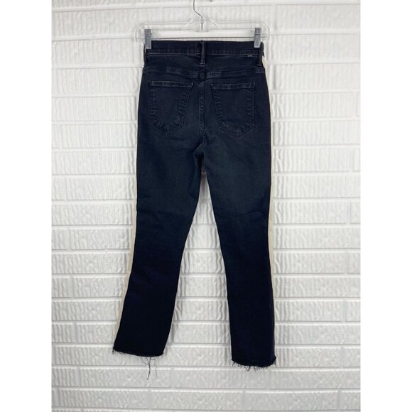 Mother Jeans Size 24 Insider Crop Step Fray Guilty Racer Black Stripe Revolve - Picture 4 of 11